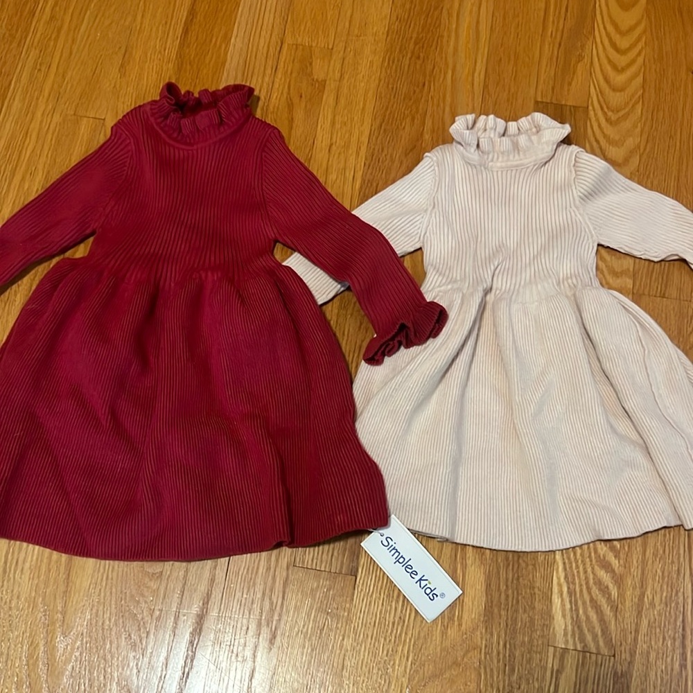 Simplee Kids Girls dresses. Tan and red